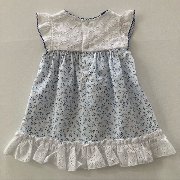 Wendy Bellissimo Baby Girl 12 Months Blue White Floral Dress Spring Summer - Picture 4 of 8
